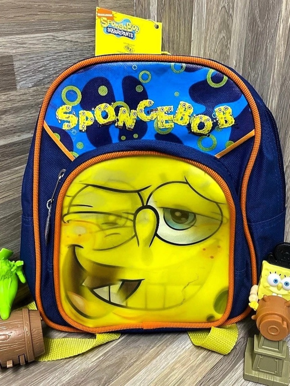 SpongeBob SquarePants backpack Blue & Yellow NWT mini figures on the go fun